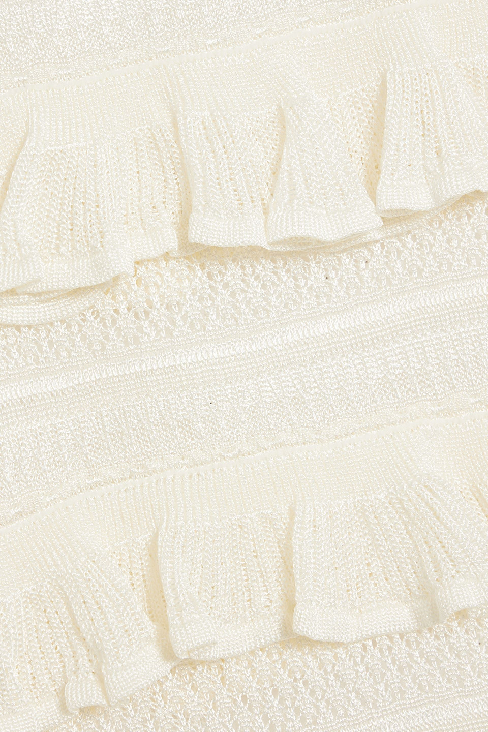 Zimmermann Ruffled Crochet-knit Top In Ivory