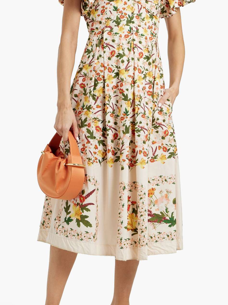 chontaduro clemintina pleated floral-print cotton-poplin midi dress