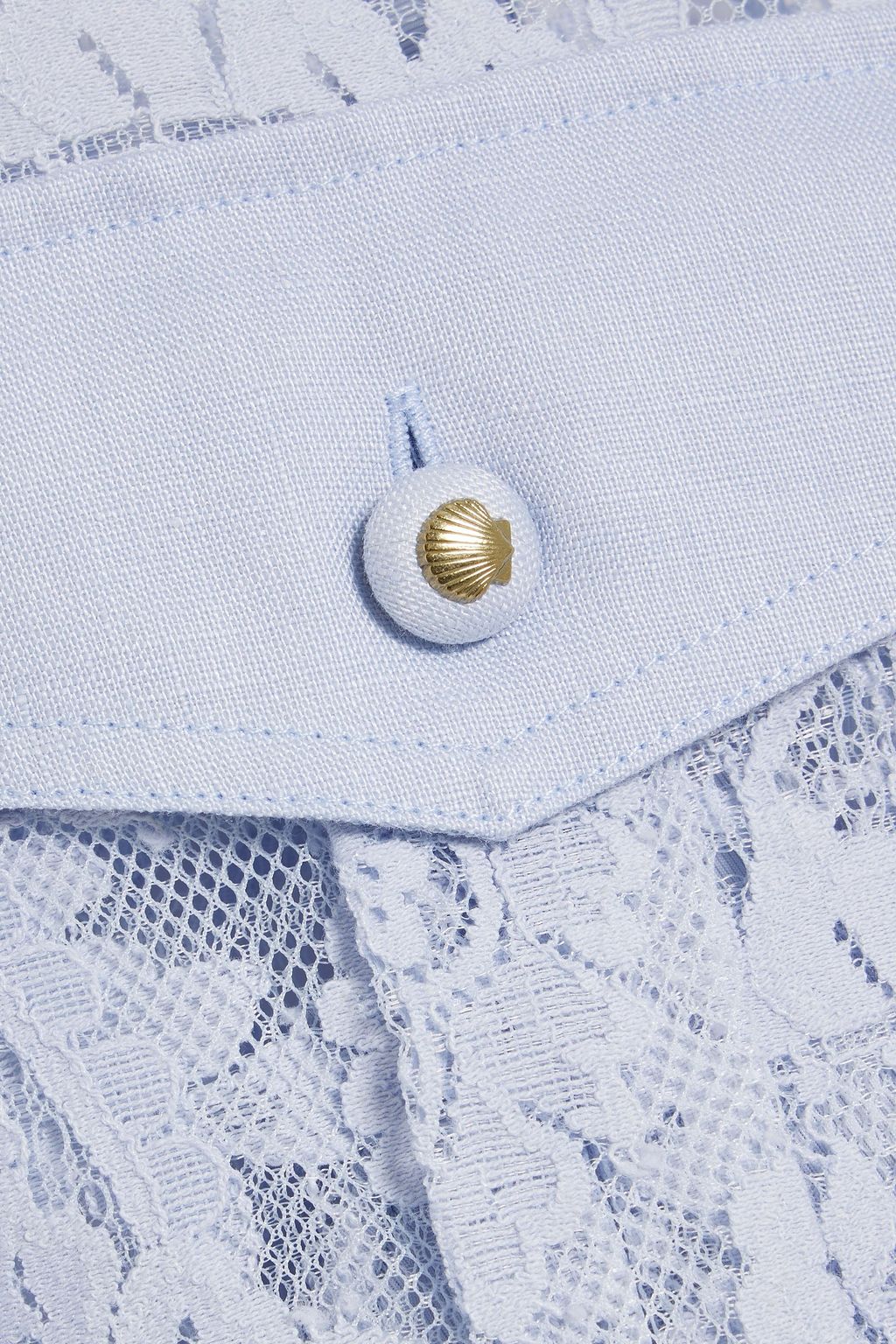 ZIMMERMANN Linen-paneled cotton-blend lace shirt