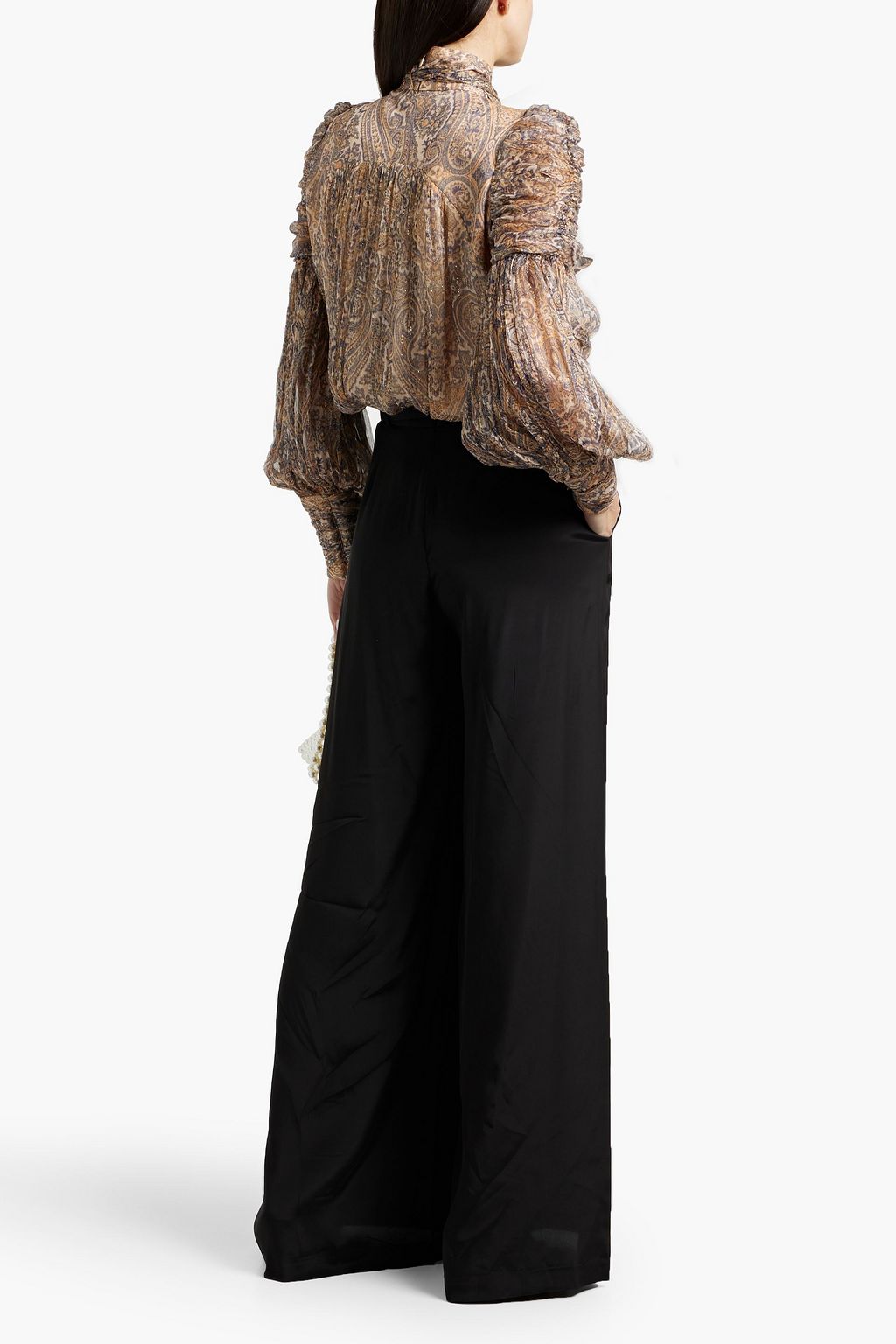 ZIMMERMANN Pussy-bow paisley-print metallic silk-blend georgette blouse