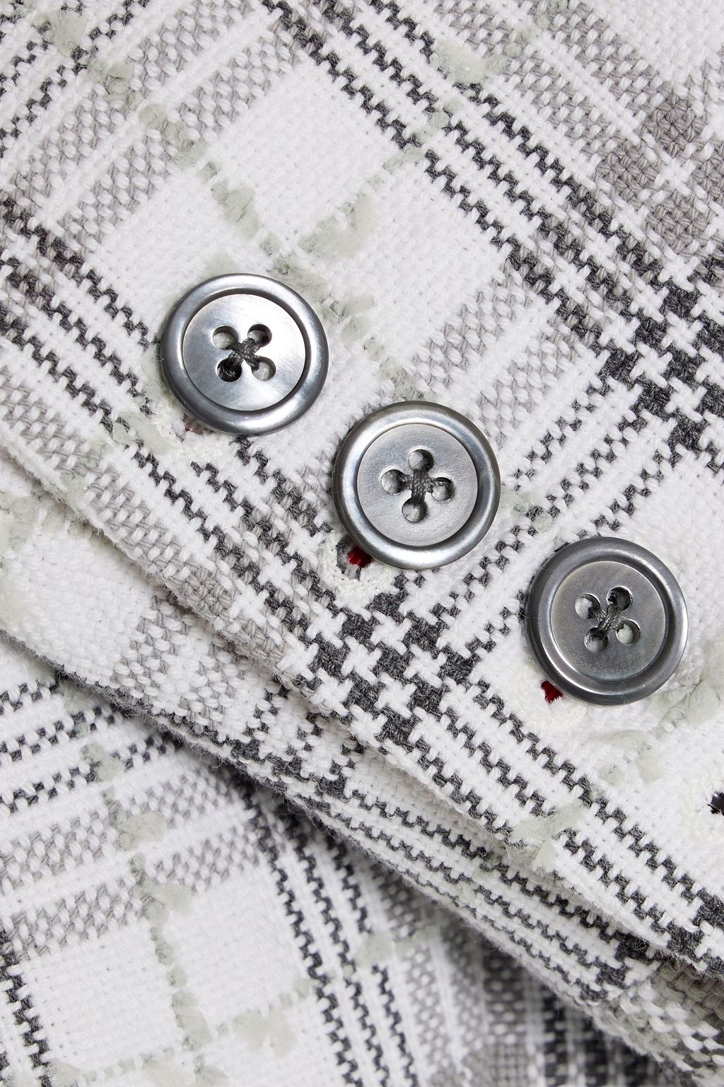 THOM BROWNE Cropped frayed cotton-blend tweed jacket