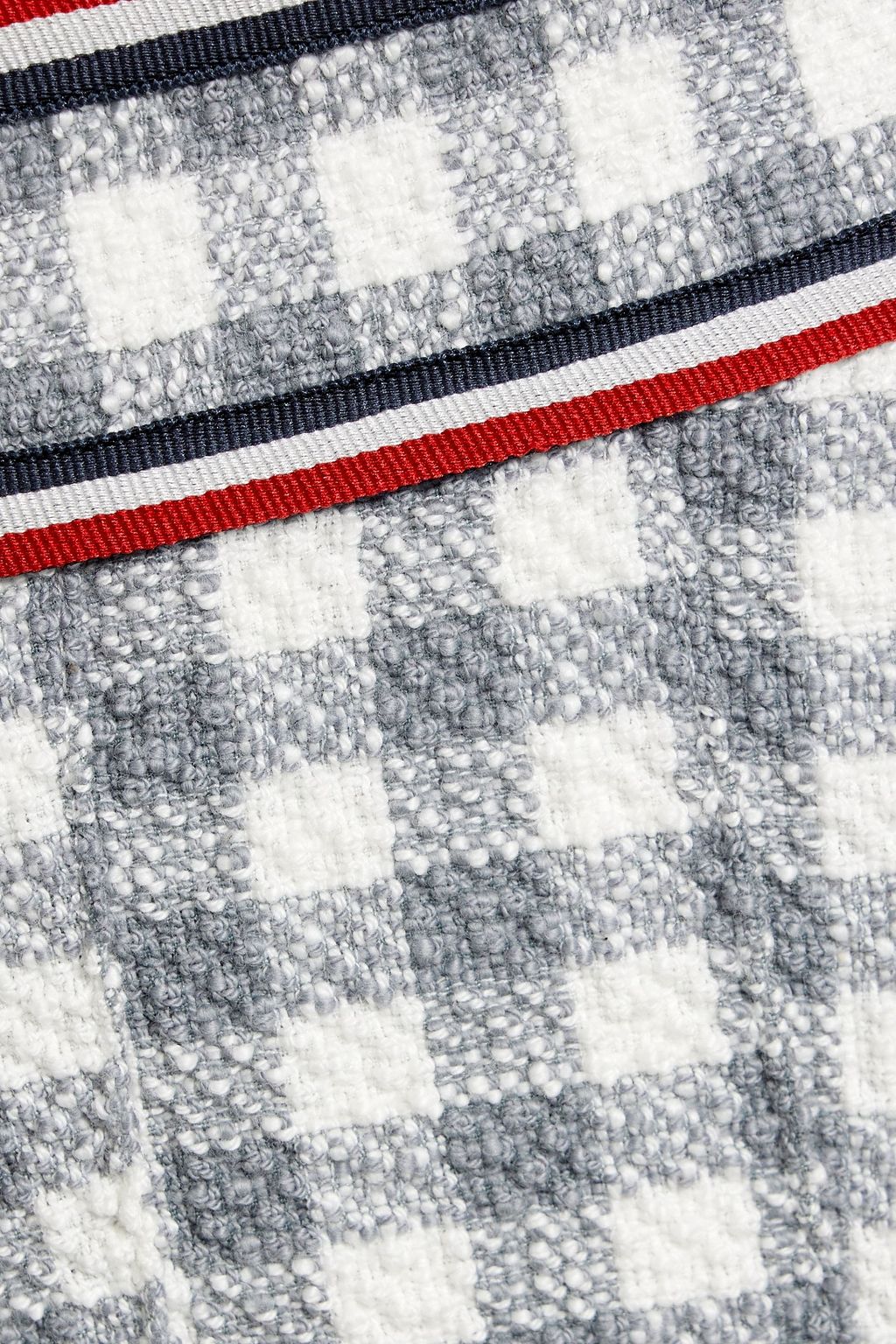 THOM BROWNE Pleated gingham cotton-blend bouclé-tweed mini skirt