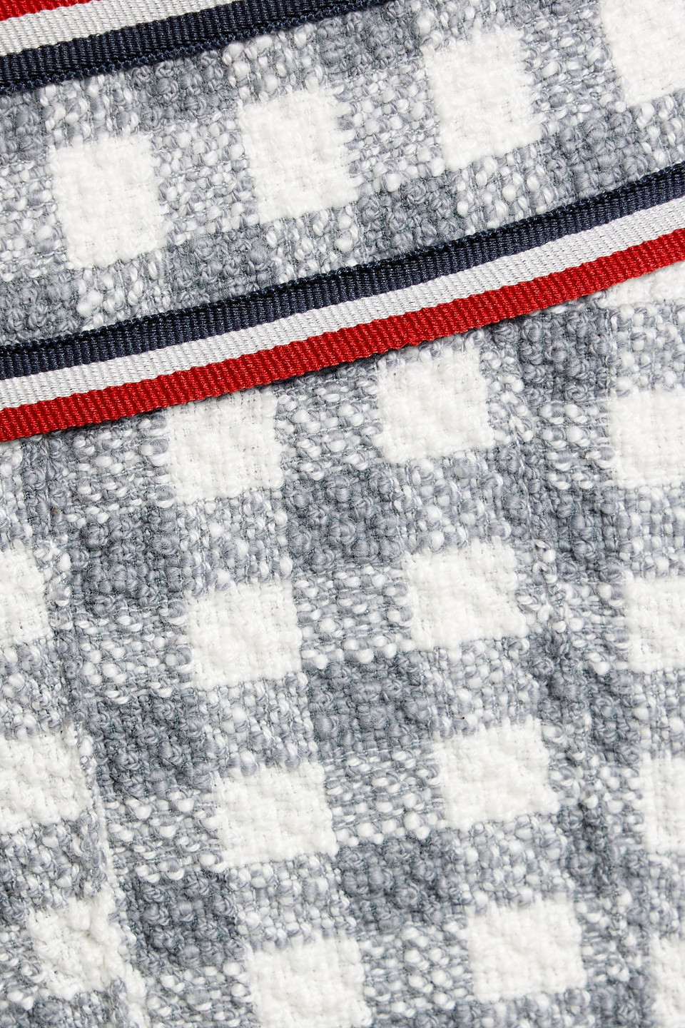 Thom Browne Pleated Gingham Cotton-blend Bouclé-tweed Mini Skirt In Light Gray