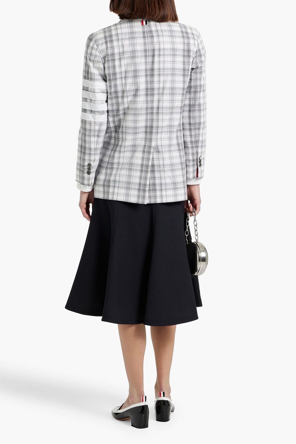 THOM BROWNE Wool and silk-blend crepe midi skirt