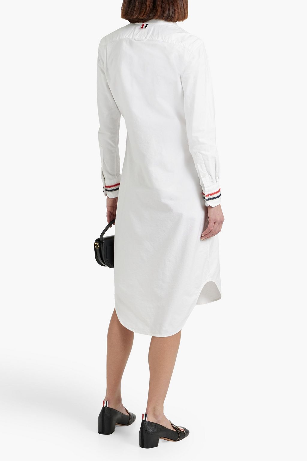 THOM BROWNE Embellished cotton Oxford midi shirt dress