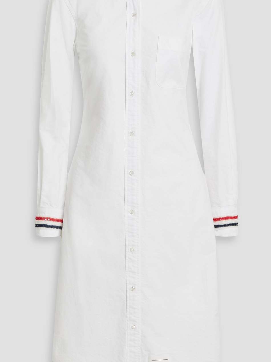 embellished cotton oxford midi shirt dress
