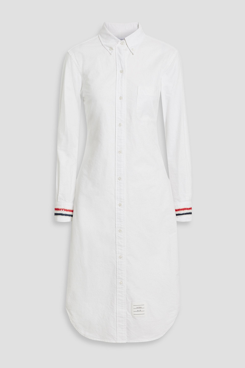 thom browne - embellished cotton oxford midi shirt dress - white - it 42