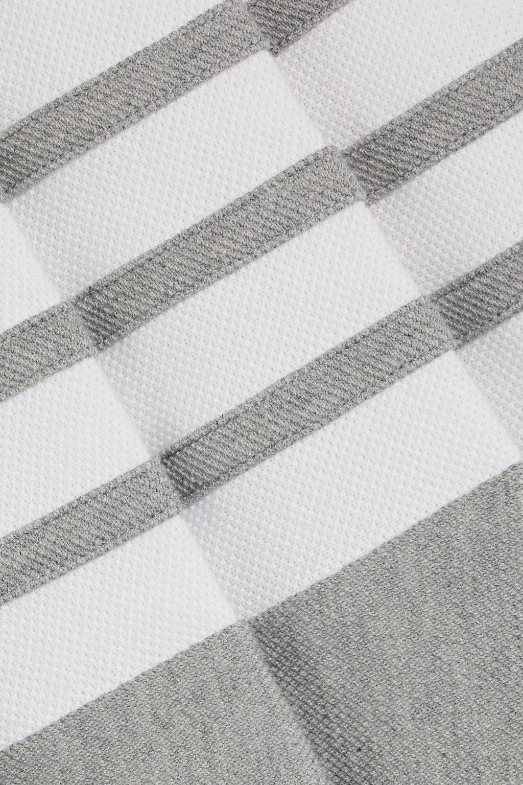 THOM BROWNE Pleated striped cotton-blend piqué skirt