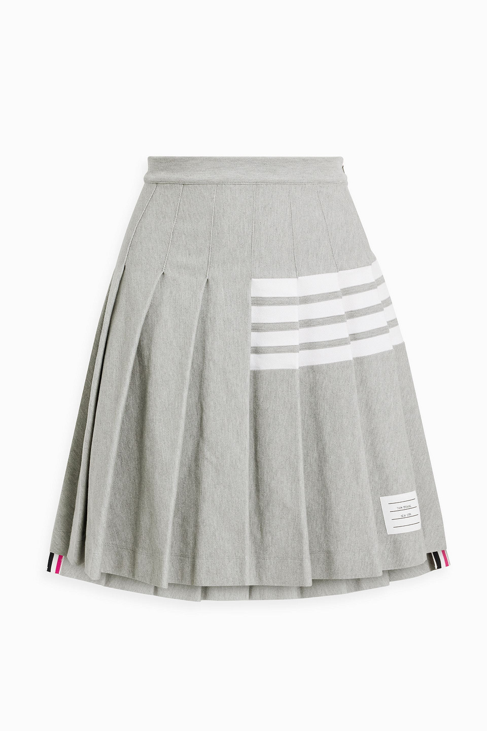 Thom Browne 4 Bar-stripe Step-hem Pleated Skirt In Light Gray