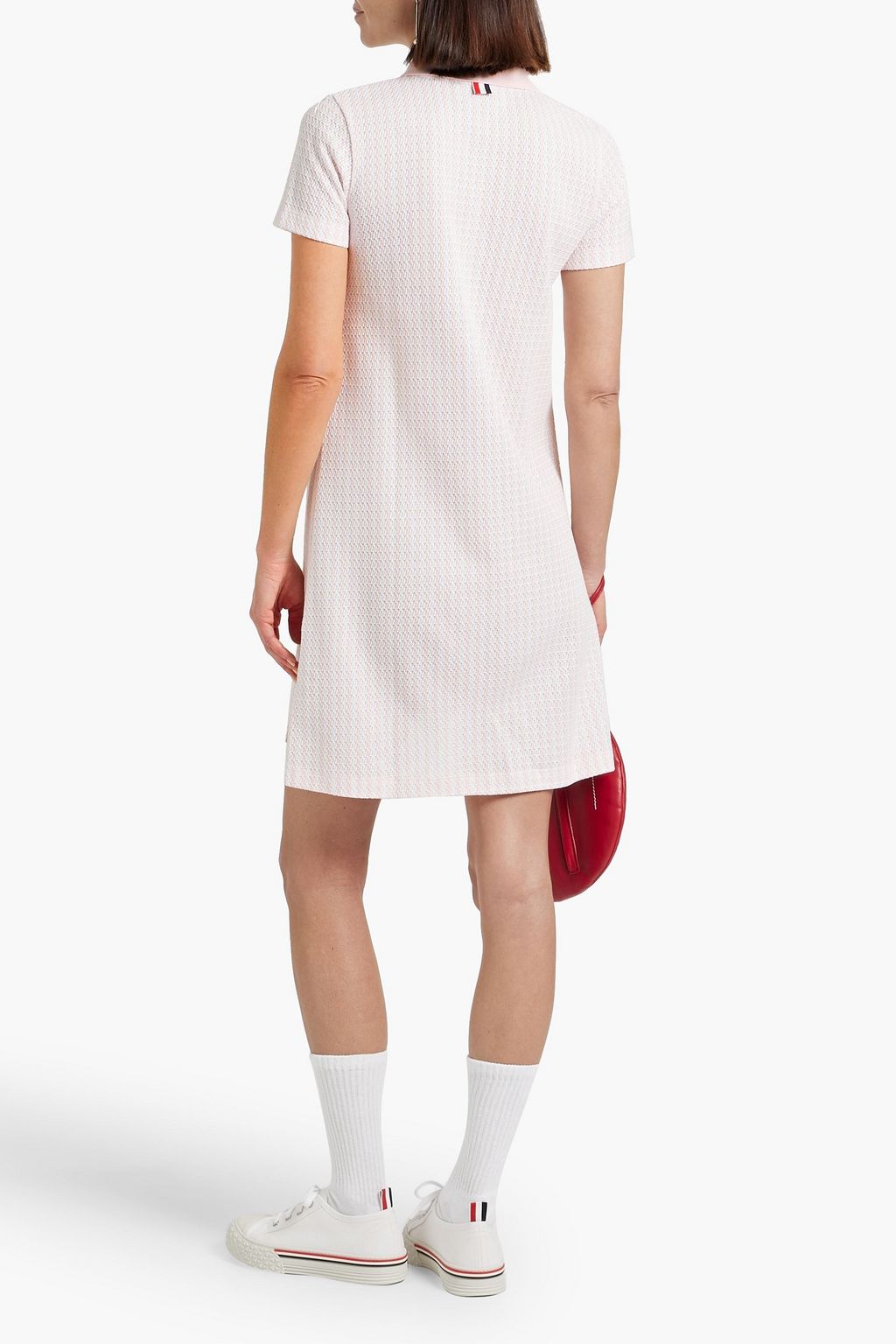 THOM BROWNE Striped jacquard-knit cotton mini shirt dress