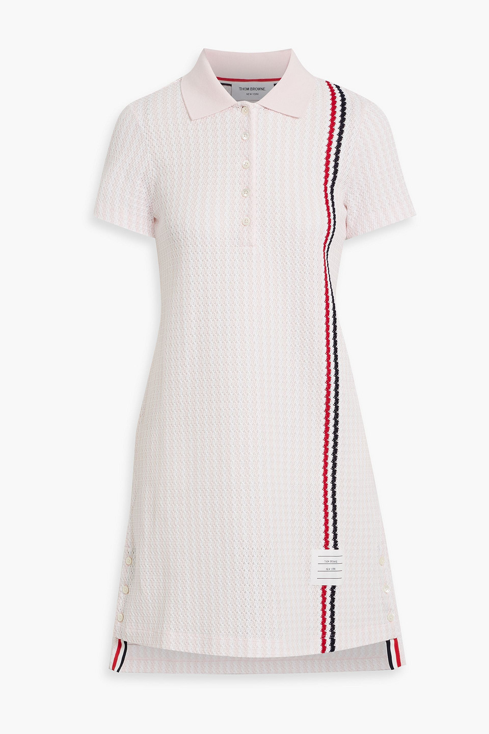 Thom Browne Striped Jacquard-knit Cotton Mini Shirt Dress In Pastel Pink