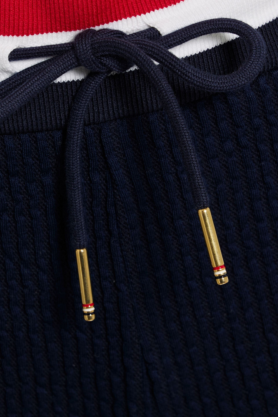 Thom Browne Button-embellished Cotton-seersucker Shorts In Navy