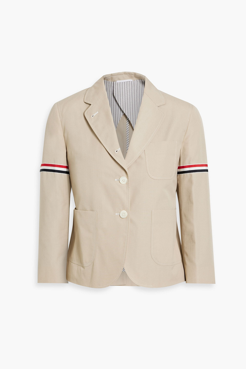 Thom Browne Cropped Sack Patch Pocket Sportcoat Blazer In Beige