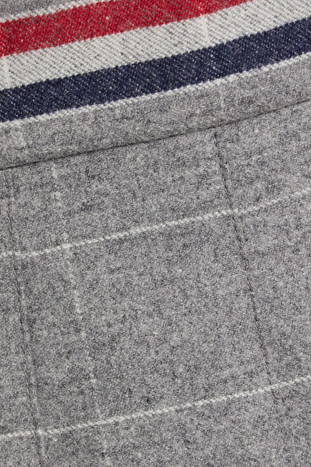 THOM BROWNE Pleated checked wool and cashmere-blend flannel mini skirt