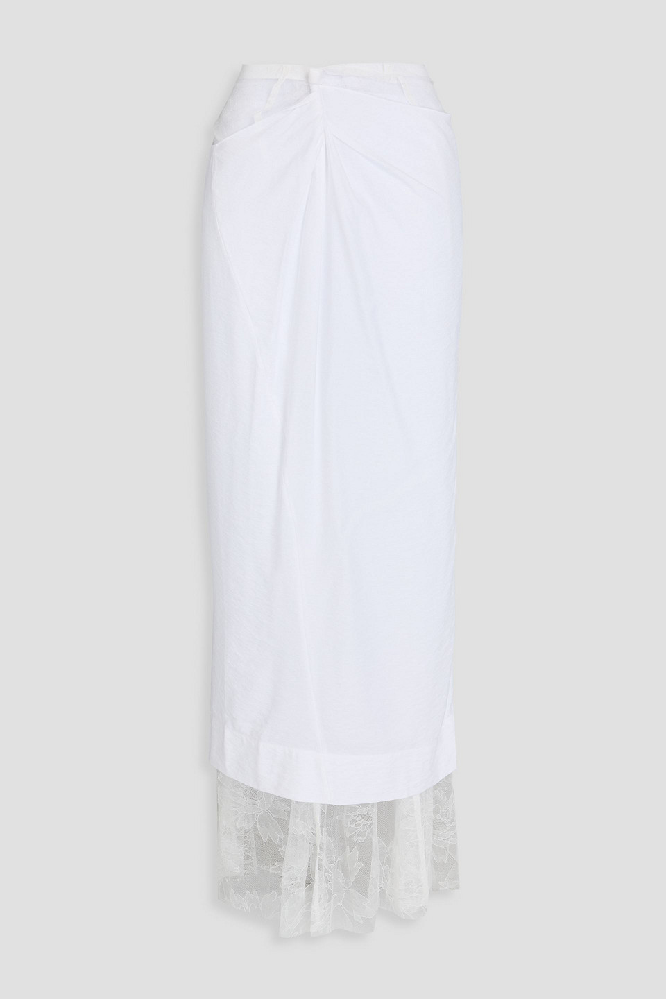 Jacquemus Layered Twill And Corded Lace Maxi Skirt In White
