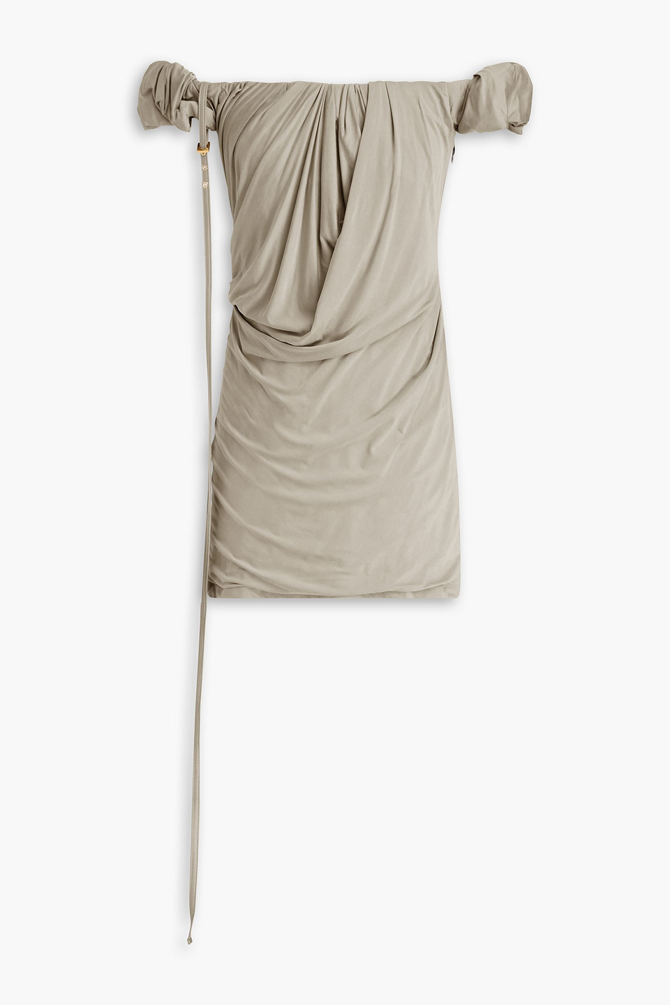 Jacquemus Schulterfreies Minikleid Aus Stretch-jersey Aus Einer Cupromischung Mit Drapierung In Graubraun