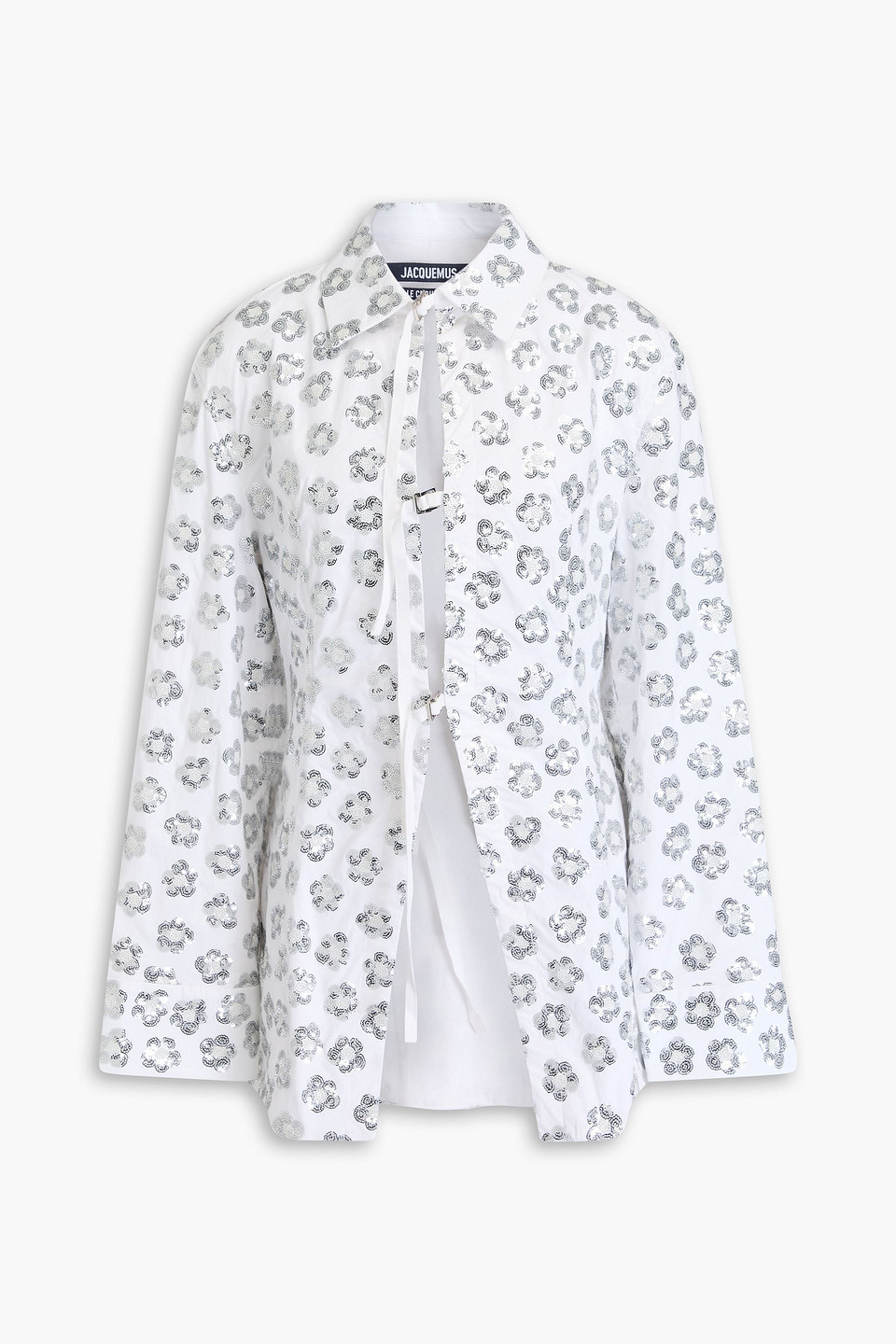 Jacquemus Lavoir Brodée Sequin-embellished Cotton-blend Shirt In Silver