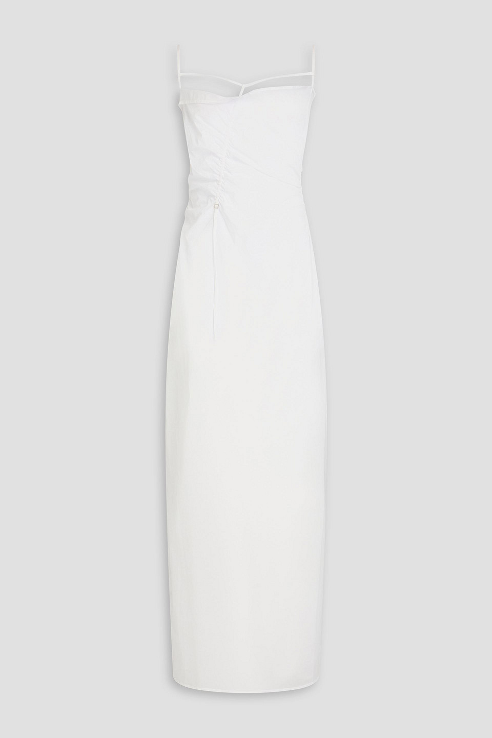 Jacquemus Ruched Cotton-gauze Maxi Dress In White