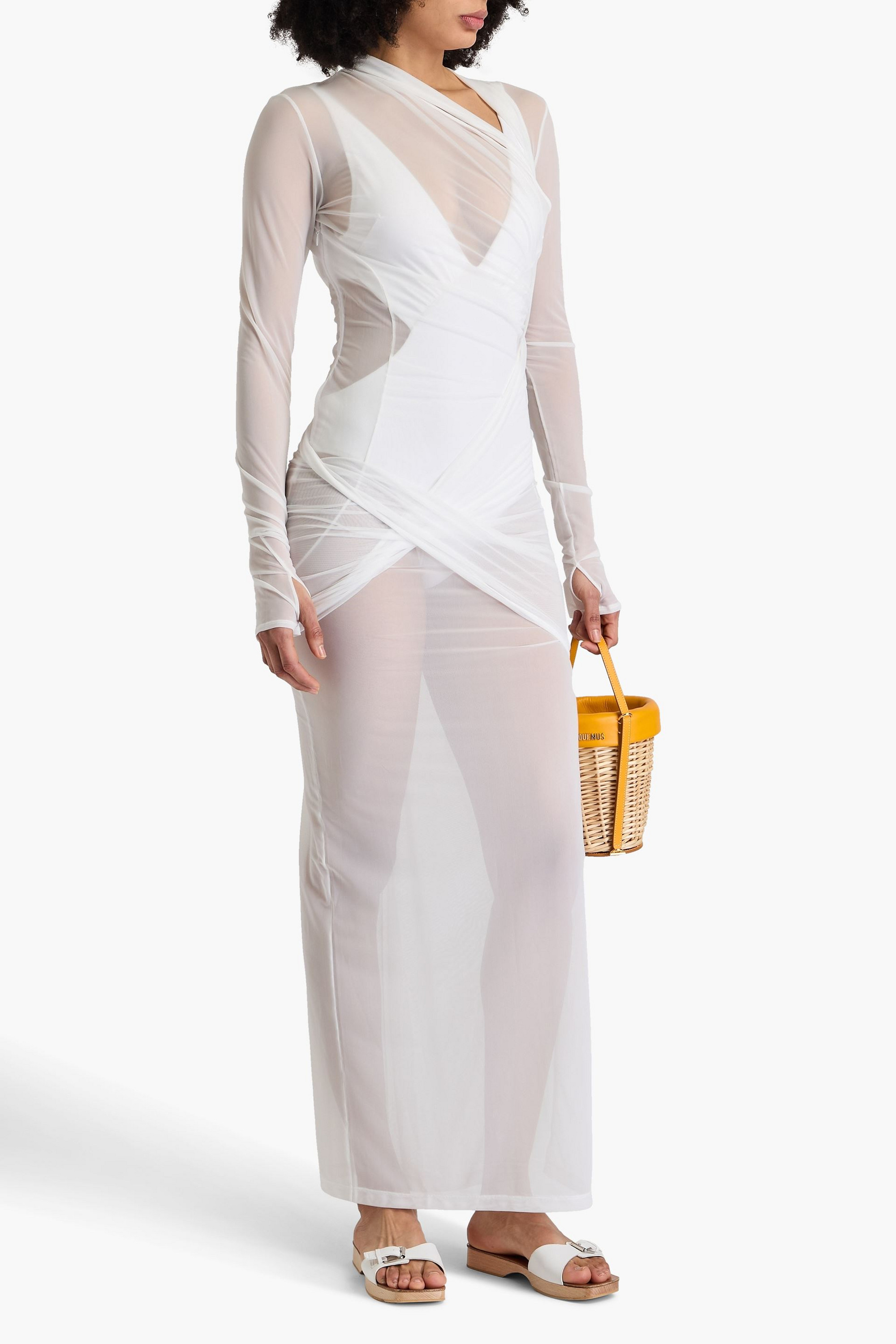 Jacquemus Piombone draped tulle maxi dress