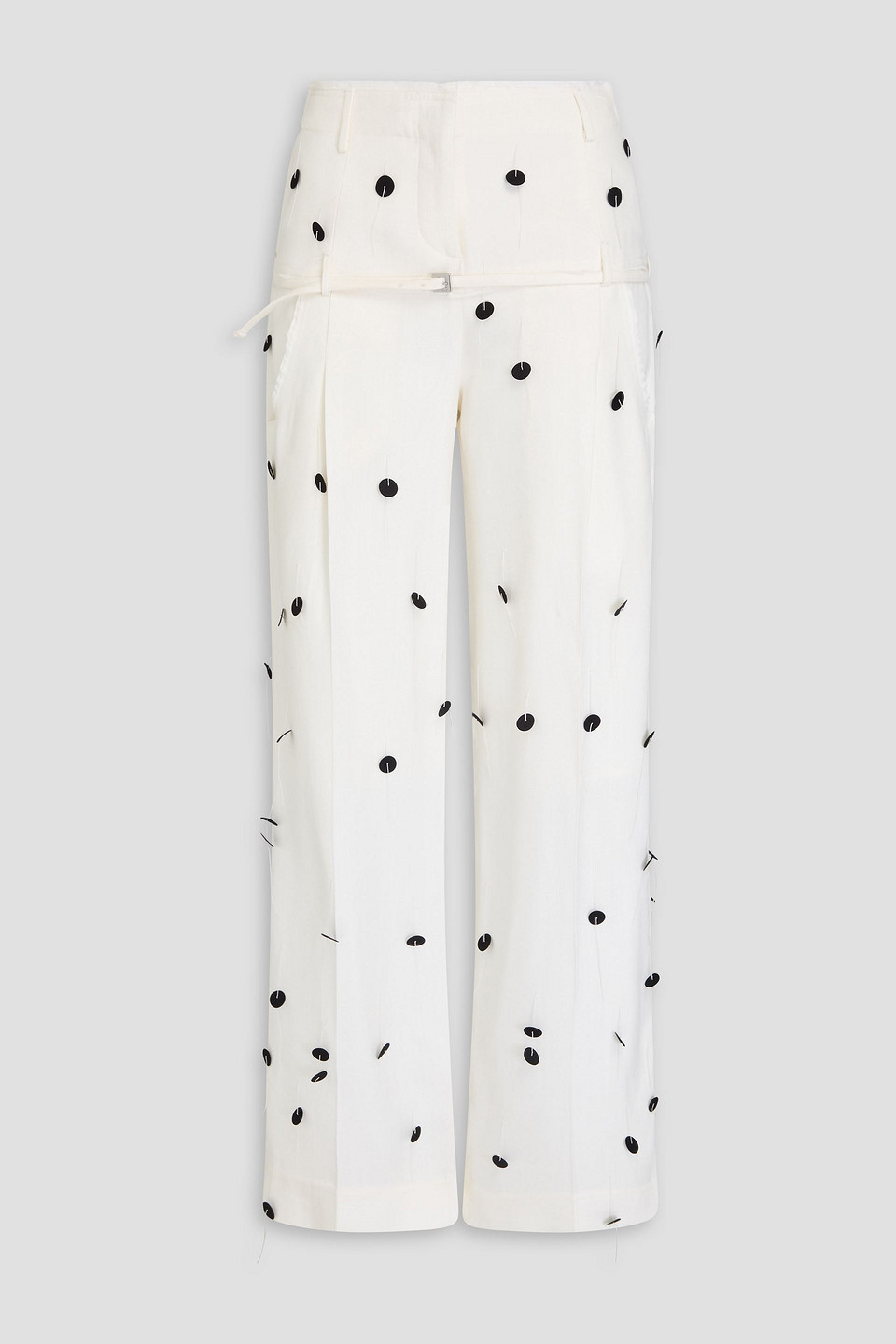 Criollo Brodé polka-dot canvas wide-leg pants