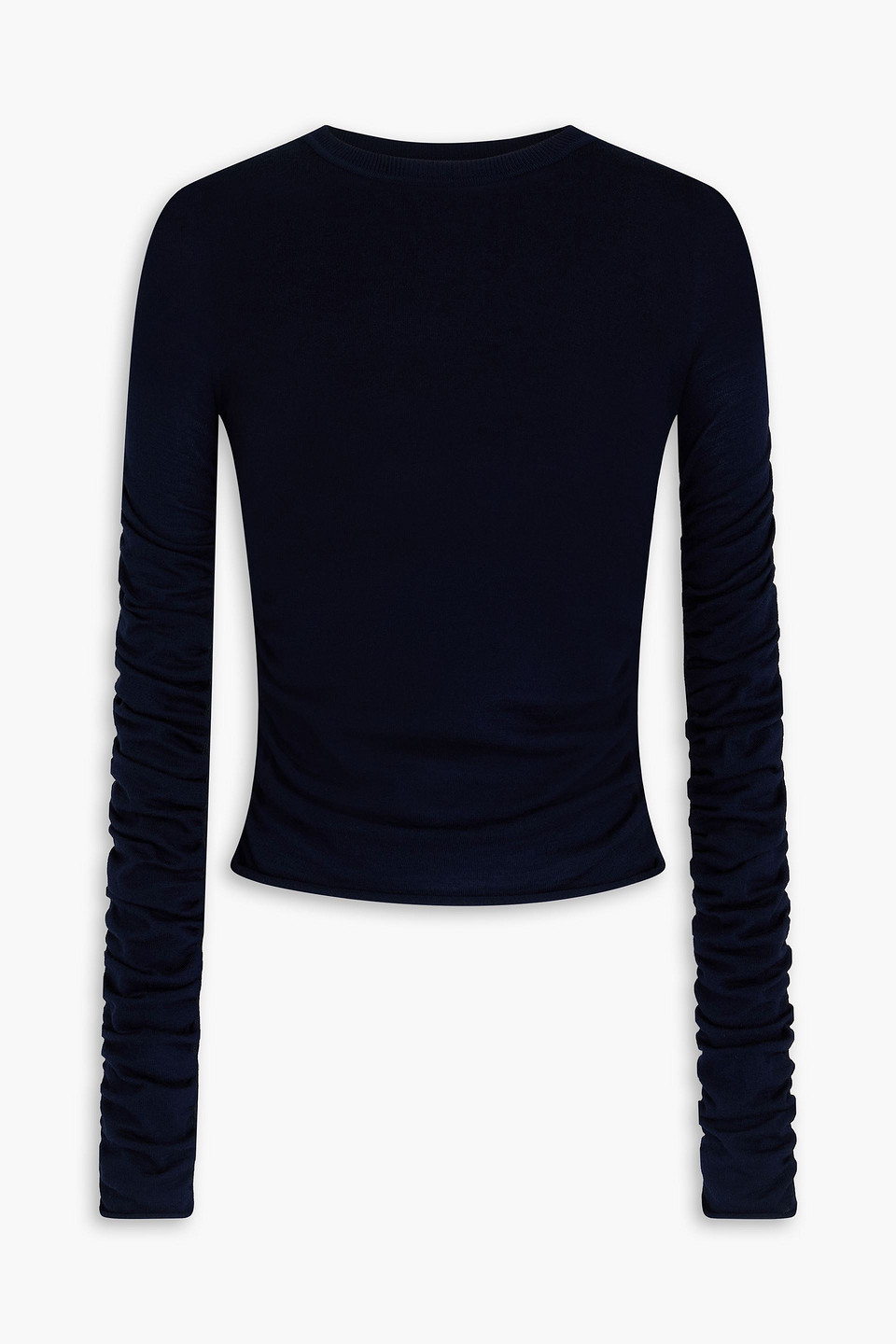 Jacquemus Sargas Ruched Ribbed-knit Sweater In Navy