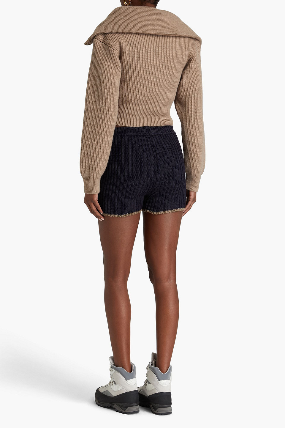 JACQUEMUS PIPA SKIRT-EFFECT RIBBED-KNIT SHORTS