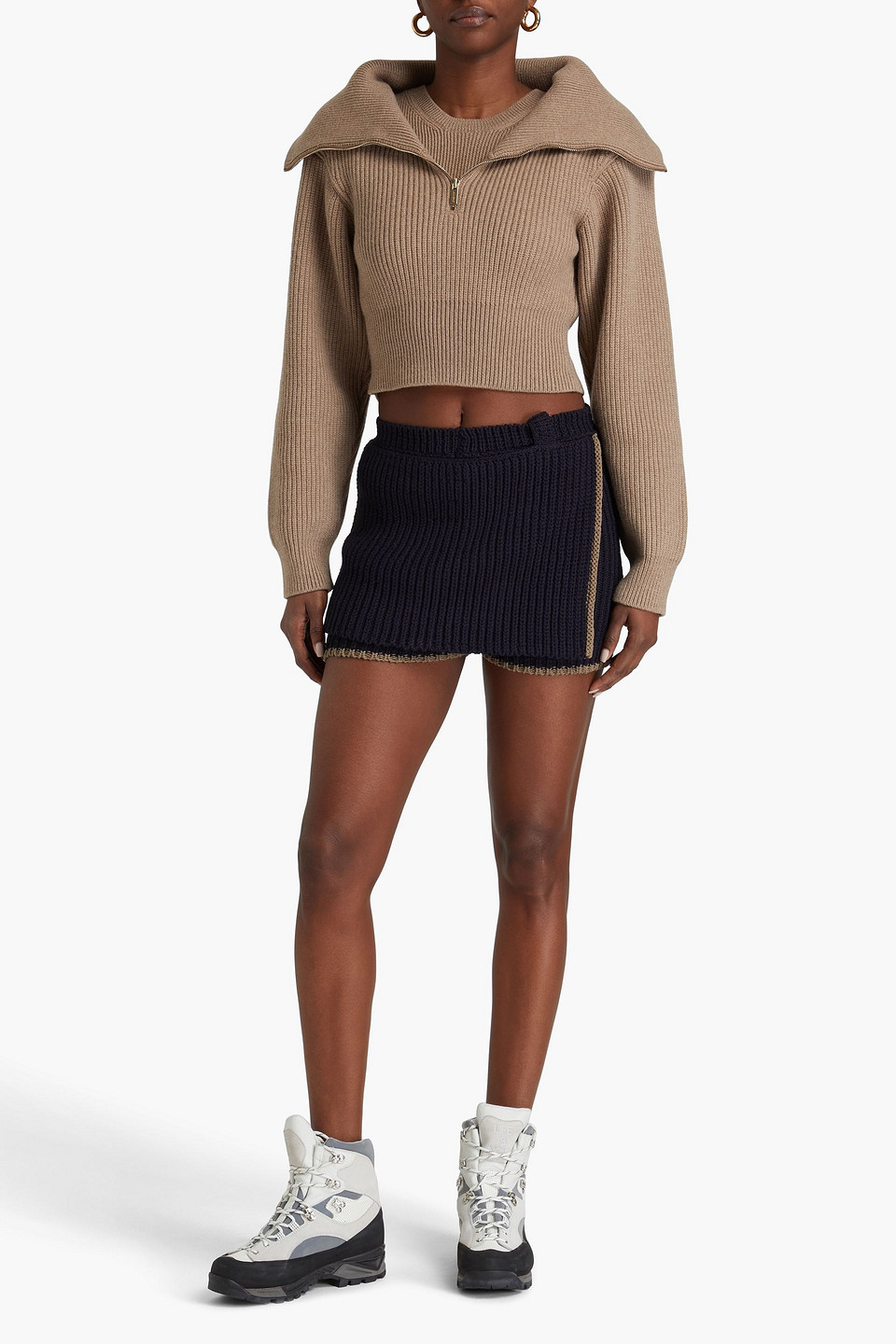 JACQUEMUS PIPA SKIRT-EFFECT RIBBED-KNIT SHORTS