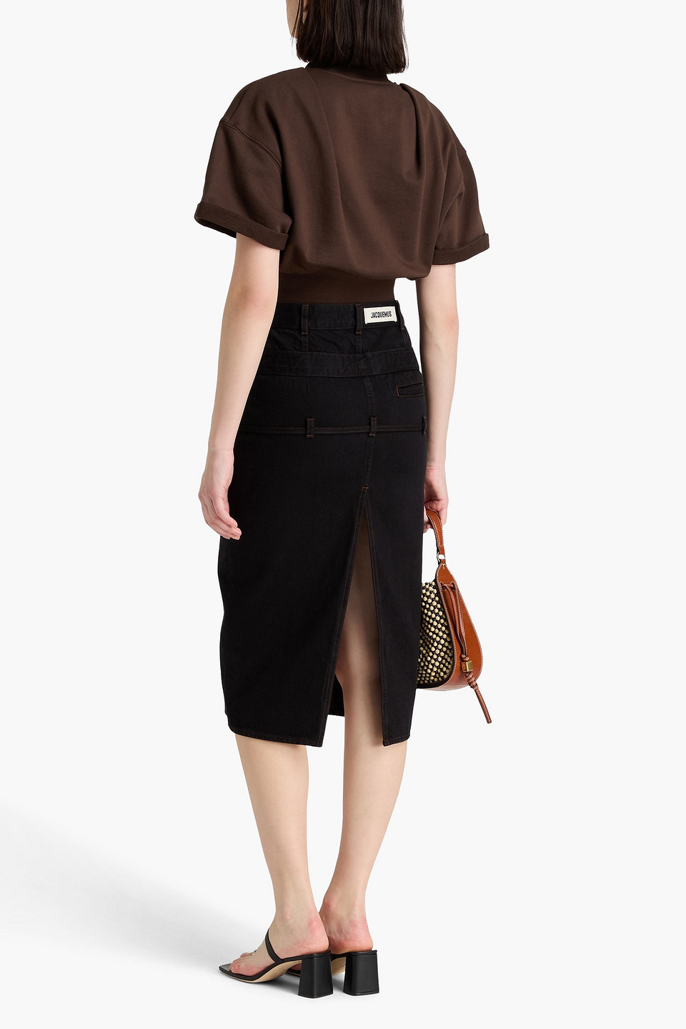 JACQUEMUS DE NÎMES CRIOLLO BELTED DENIM PENCIL SKIRT