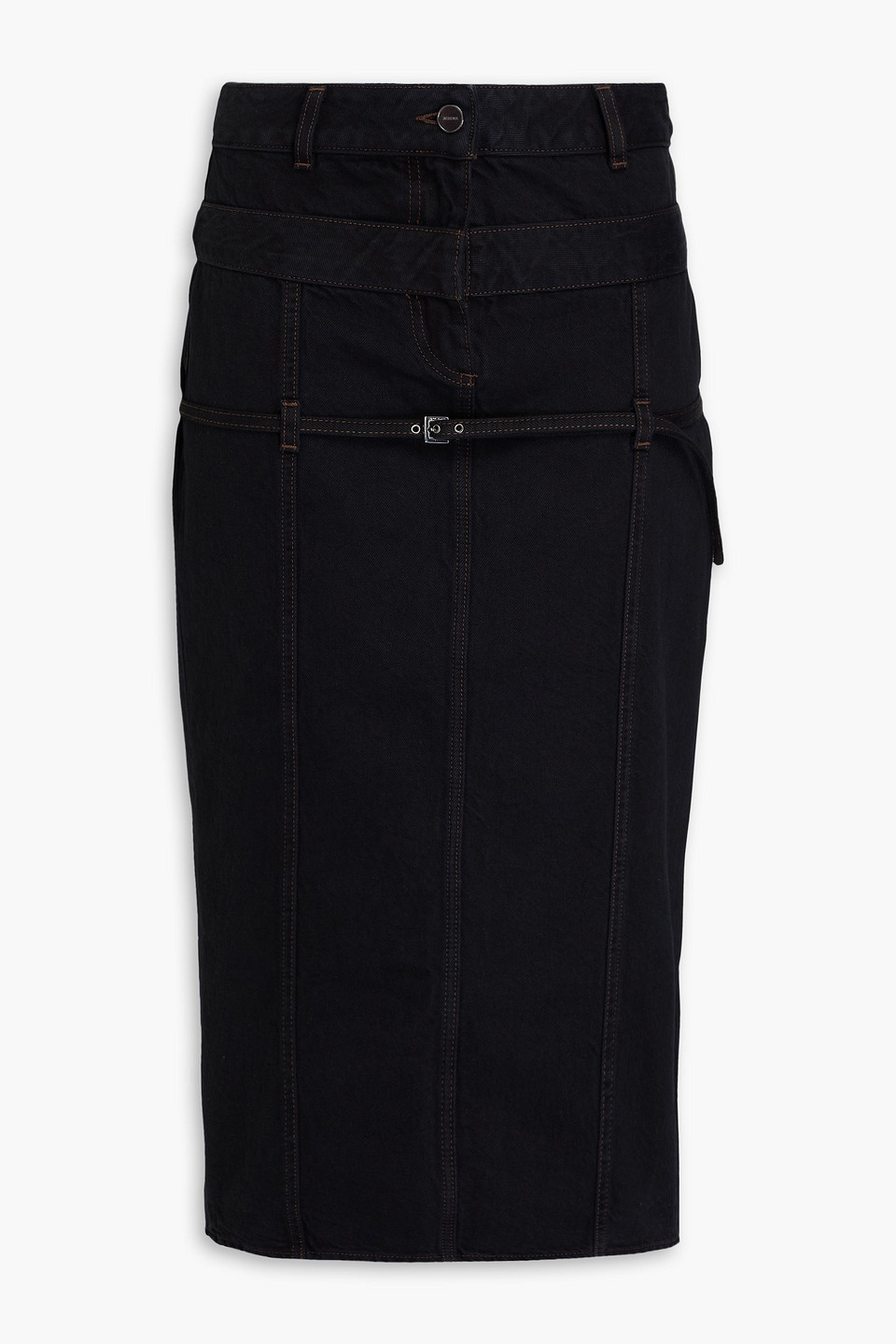 Jacquemus De Nîmes Criollo Belted Denim Pencil Skirt In Black