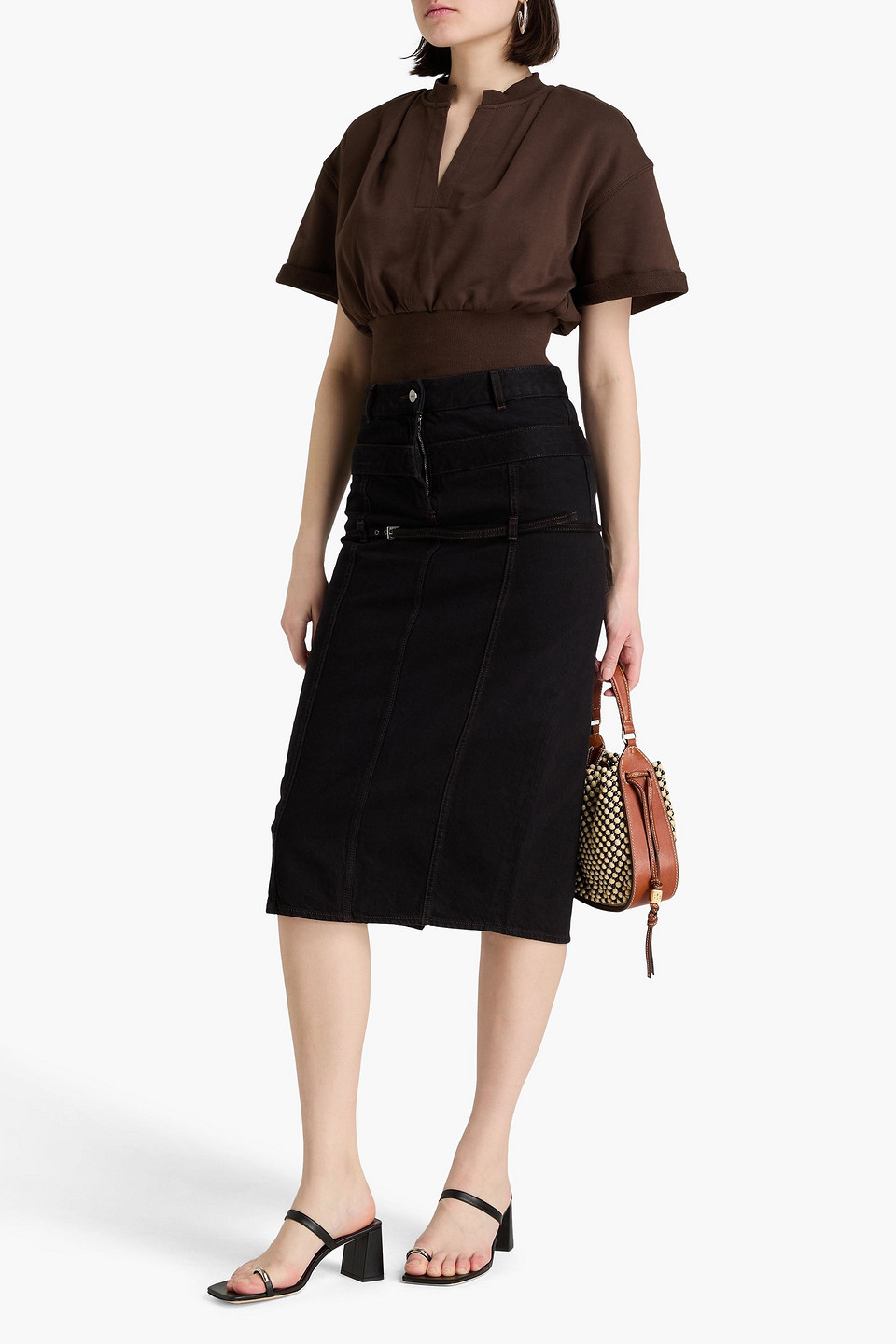 JACQUEMUS DE NÎMES CRIOLLO BELTED DENIM PENCIL SKIRT