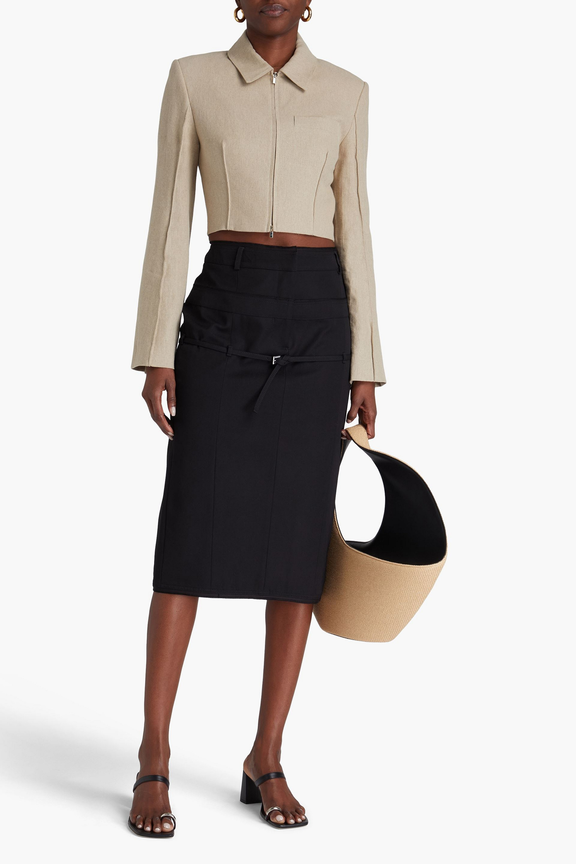 Jacquemus Caraco belted canvas pencil skirt