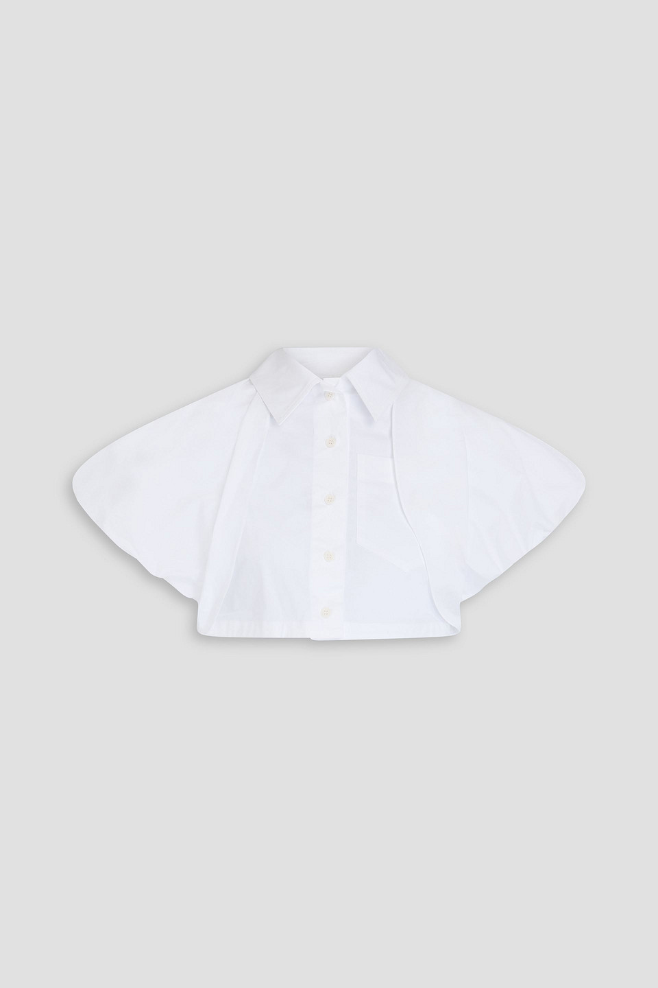 Jacquemus La Chemise Pavane Cropped Cotton-blend Shirt In White