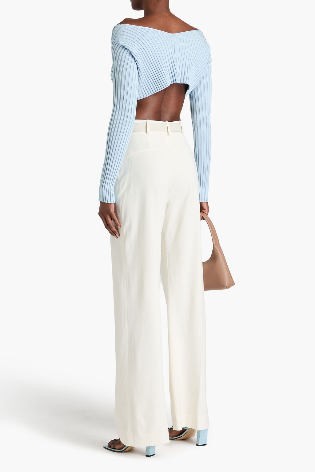 JACQUEMUS Pralù cropped embellished ribbed-knit top