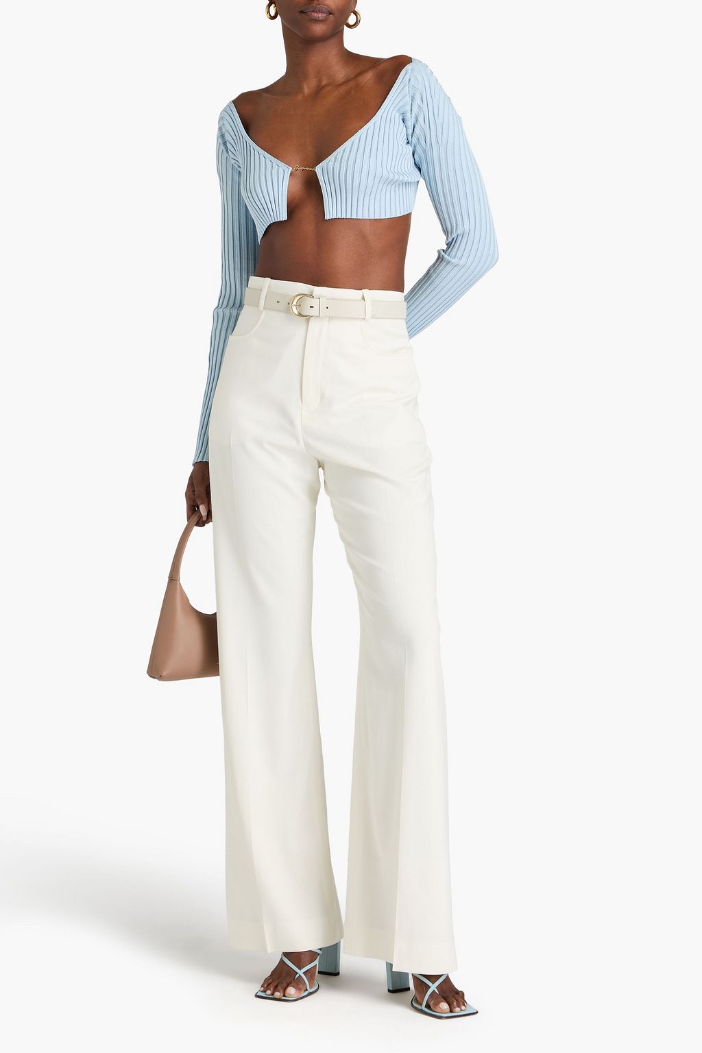 JACQUEMUS Pralù cropped embellished ribbed-knit top