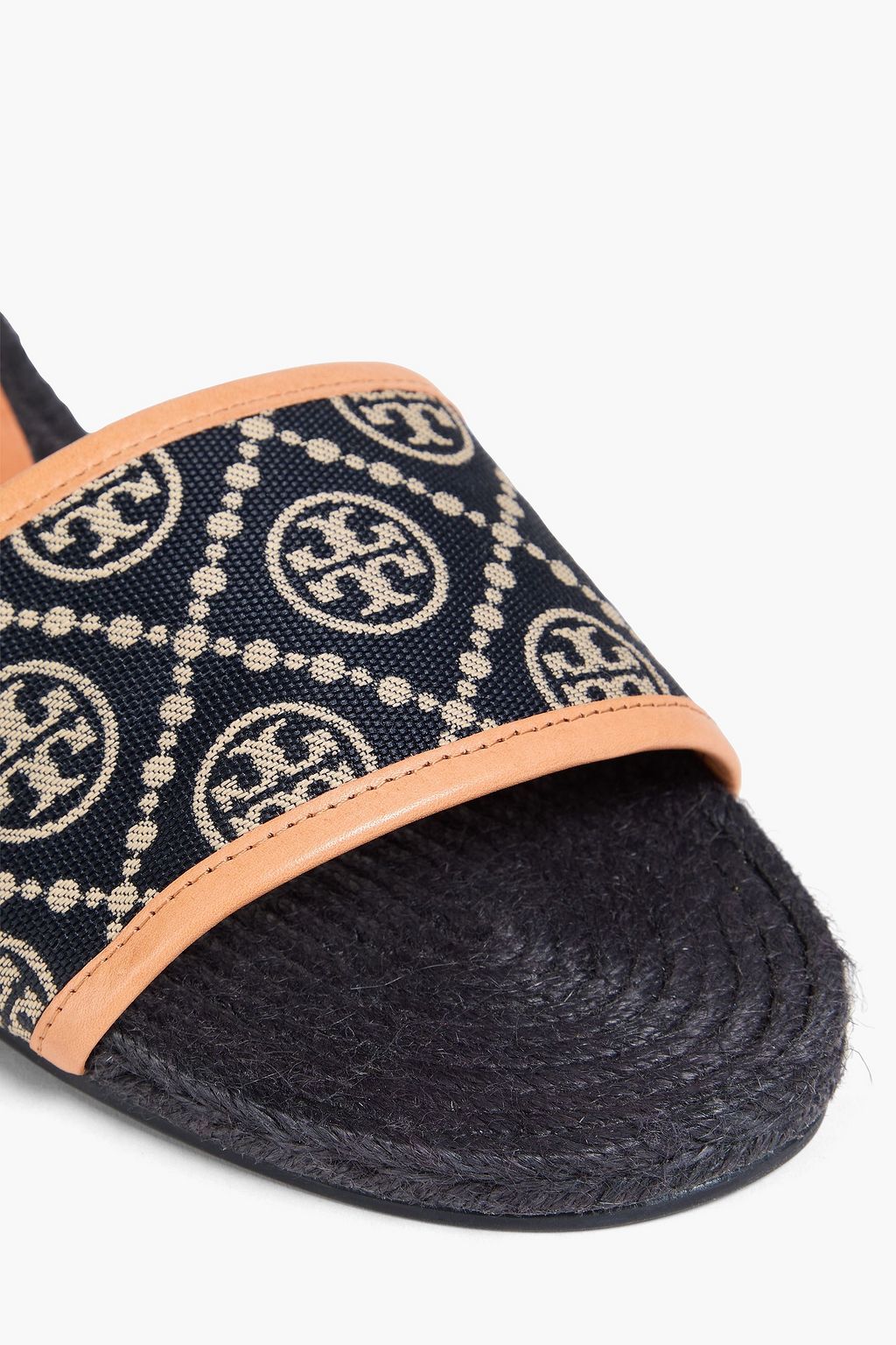 TORY BURCH ジャカード スライドサンダル レザートリム
