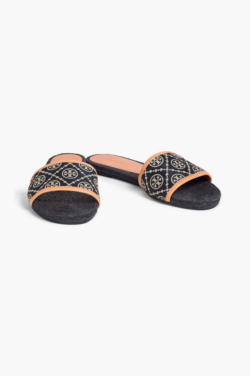 TORY BURCH ジャカード スライドサンダル レザートリム