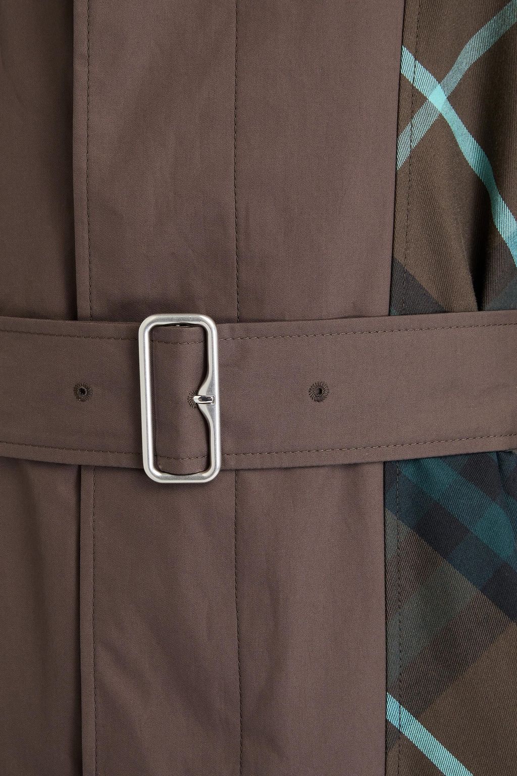 BURBERRY معطف طويل واقٍ من المطر من قماش دريل وقطن تويل بنقشة مربعات