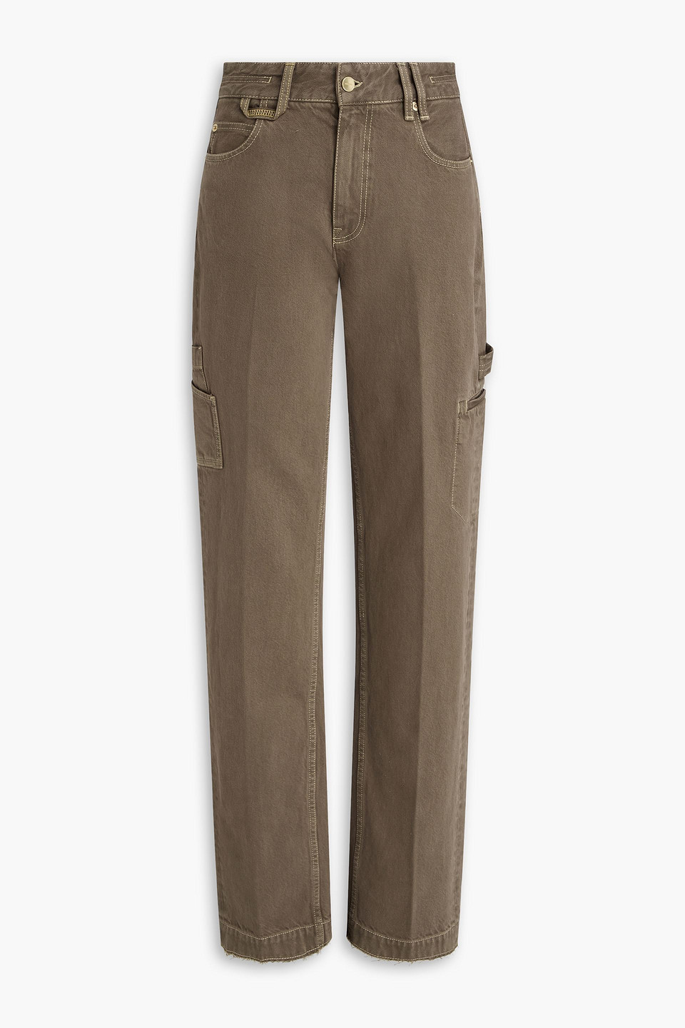 Jacquemus Le De Nimes Papier High-rise Cargo Jeans In Taupe