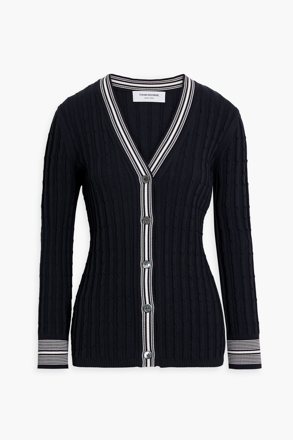 Thom Browne Cable-knit Cotton Cardigan In Midnight Blue