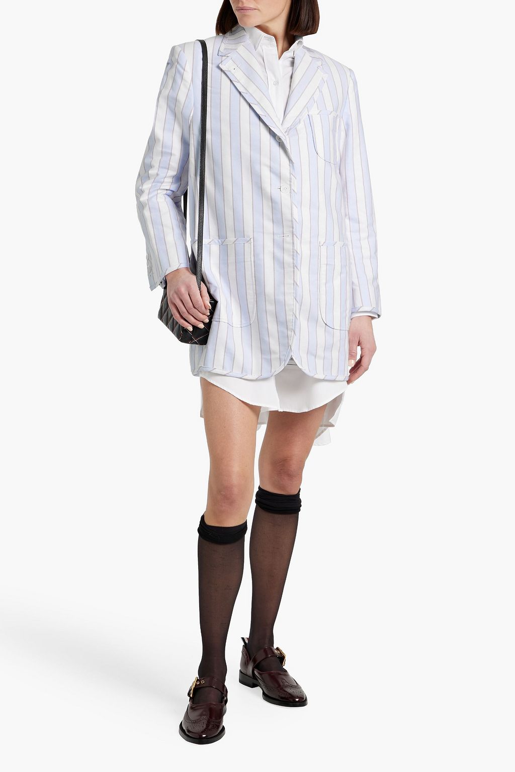 THOM BROWNE Striped cotton-jacquard blazer