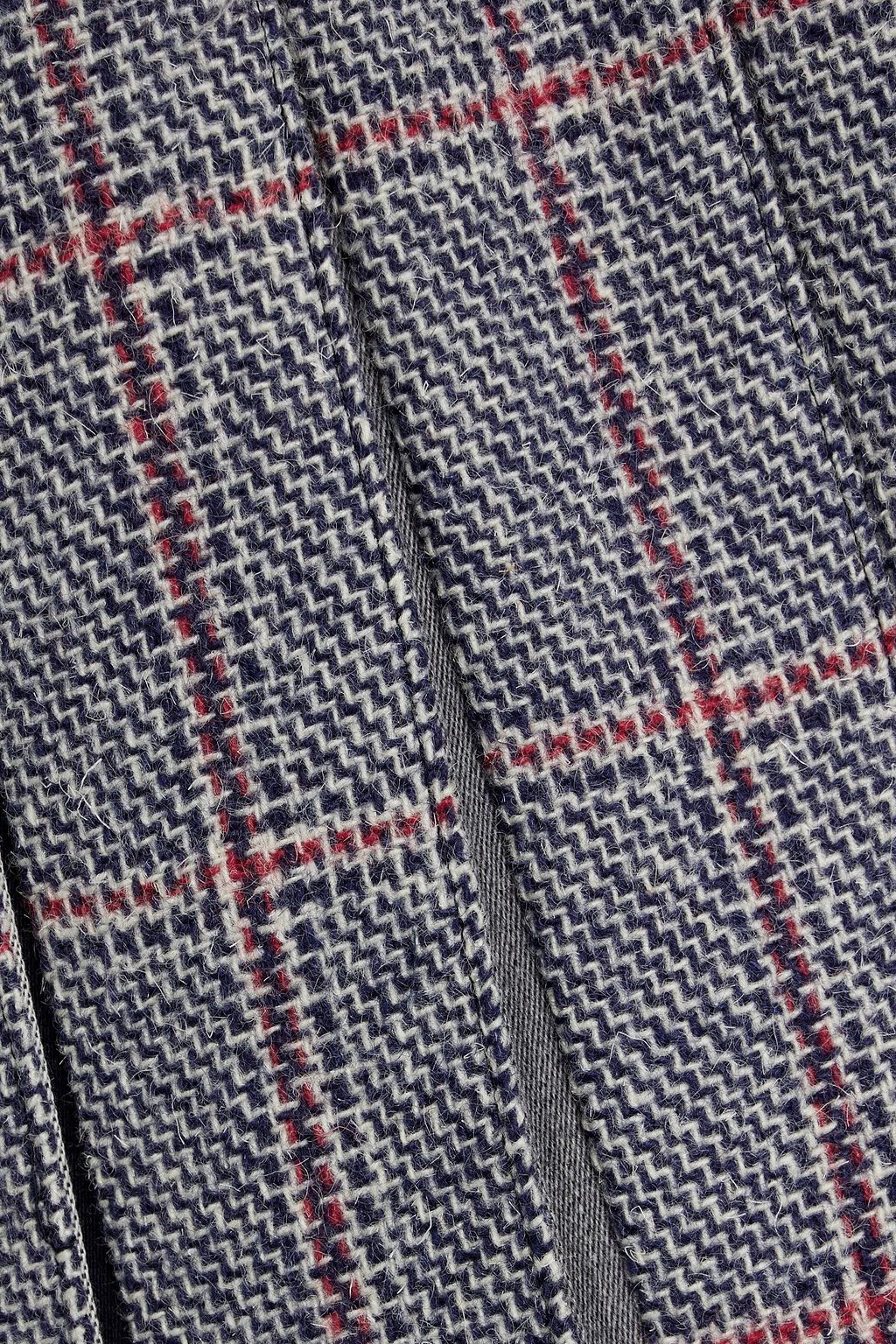 THOM BROWNE Pleated Prince of Wales checked wool mini skirt