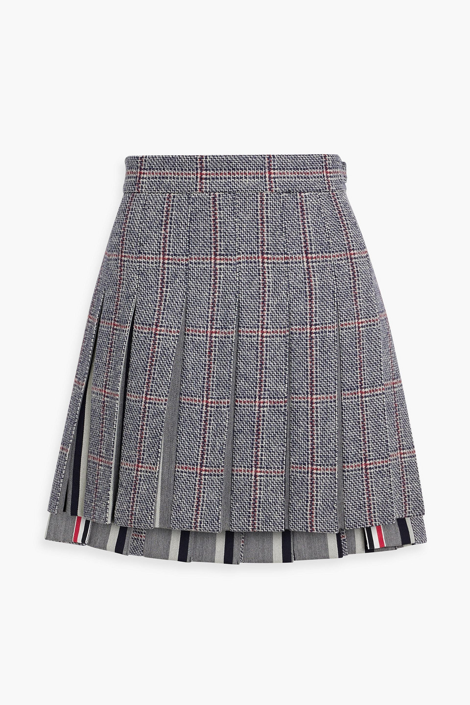 Thom Browne Pleated Prince Of Wales Checked Wool Mini Skirt In Multi