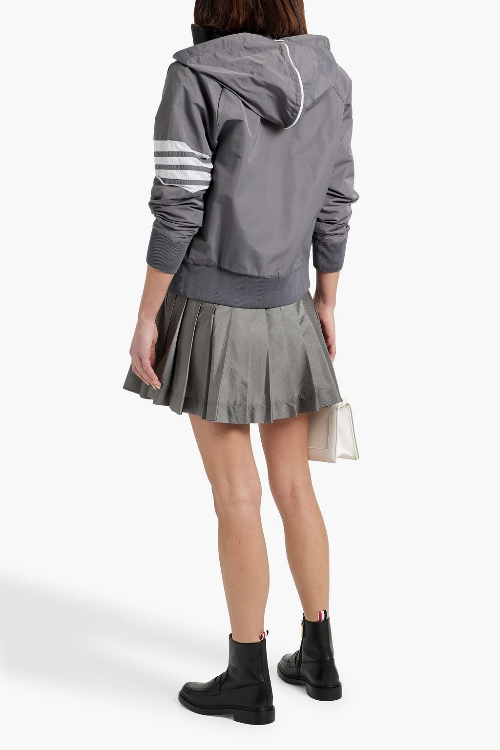 THOM BROWNE Mesh-trimmed shell hooded jacket