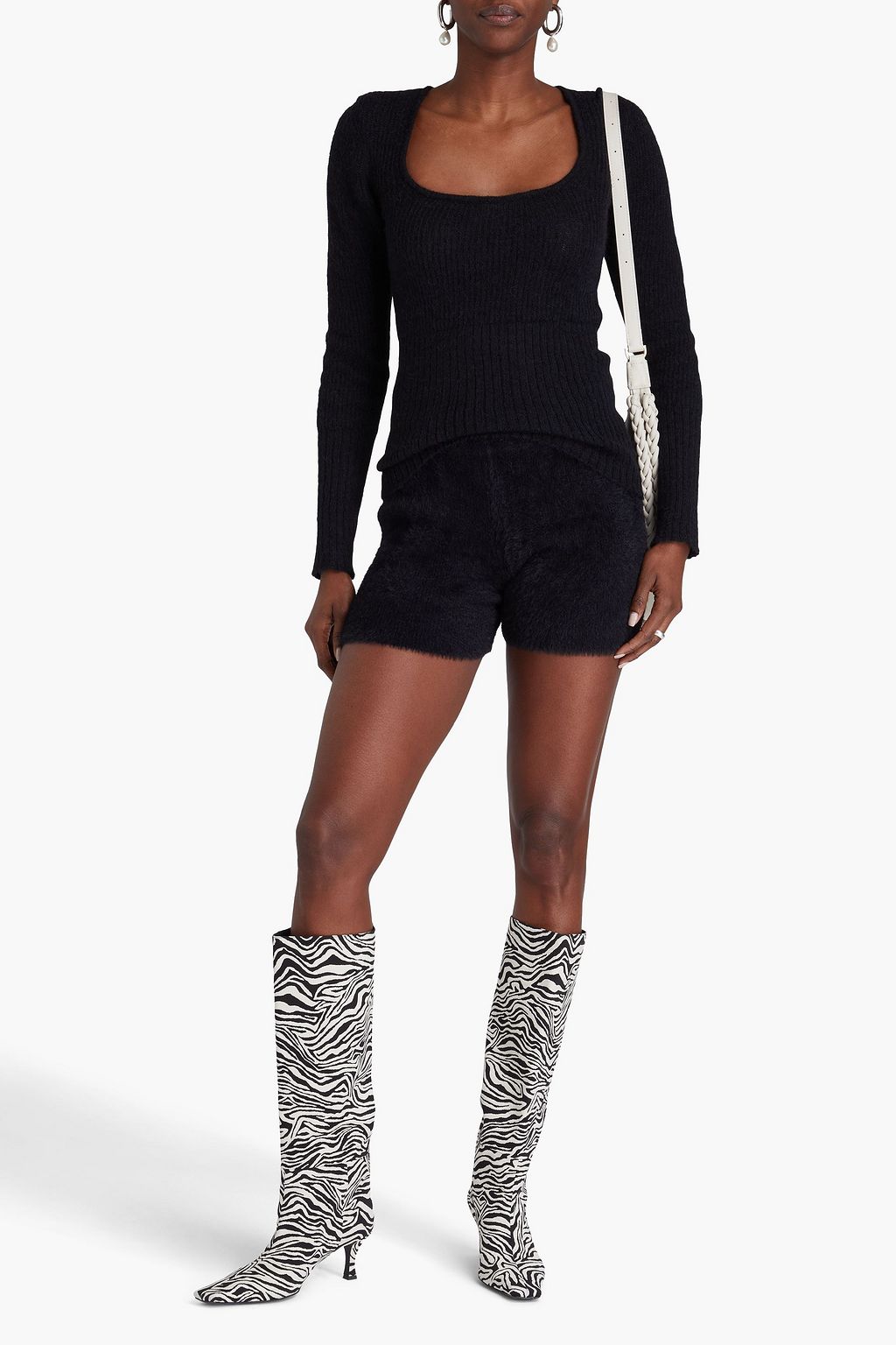 JACQUEMUS كنزة رياضية "داو" من نسيج محبوك بنمط مضلّع وممشَّط