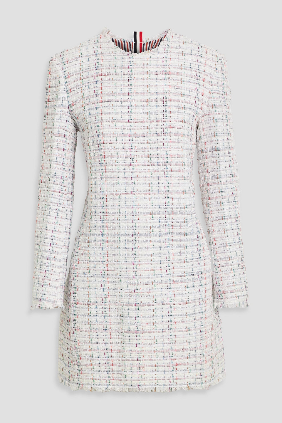Thom Browne Frayed Tweed Mini Dress In Multi