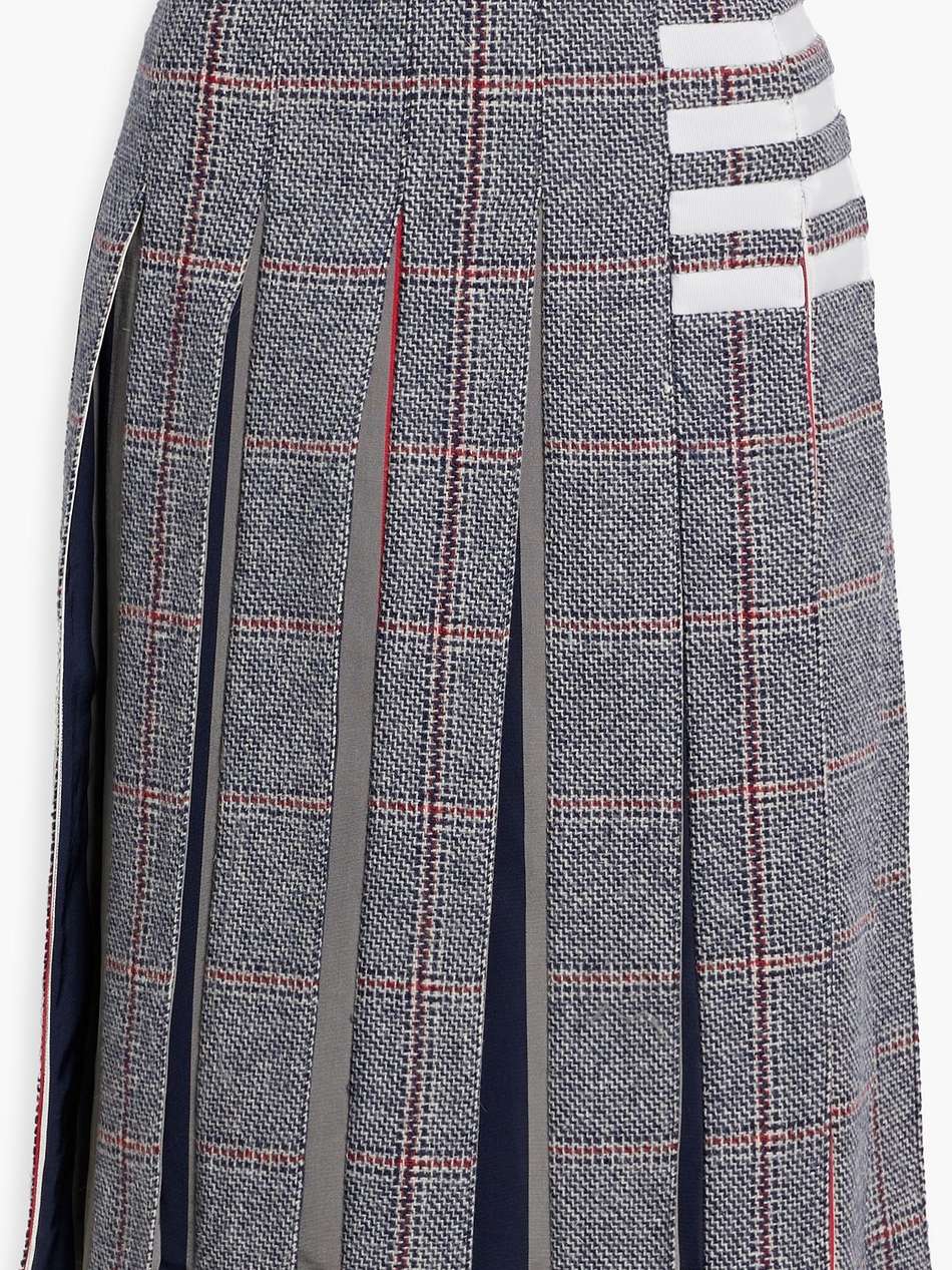 pleated prince of wales checked wool skirt