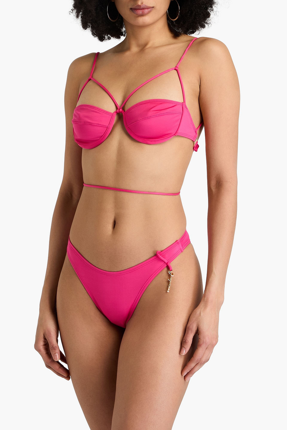 JACQUEMUS LE BAS DE MAILLOT SIGNATU EMBELLISHED MID-RISE BIKINI BRIEFS