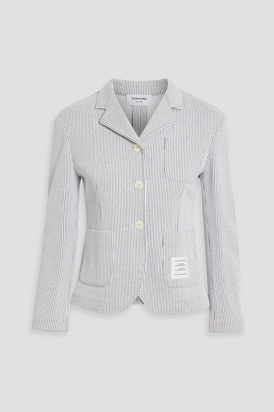 Thom Browne Striped Cotton Blazer In White
