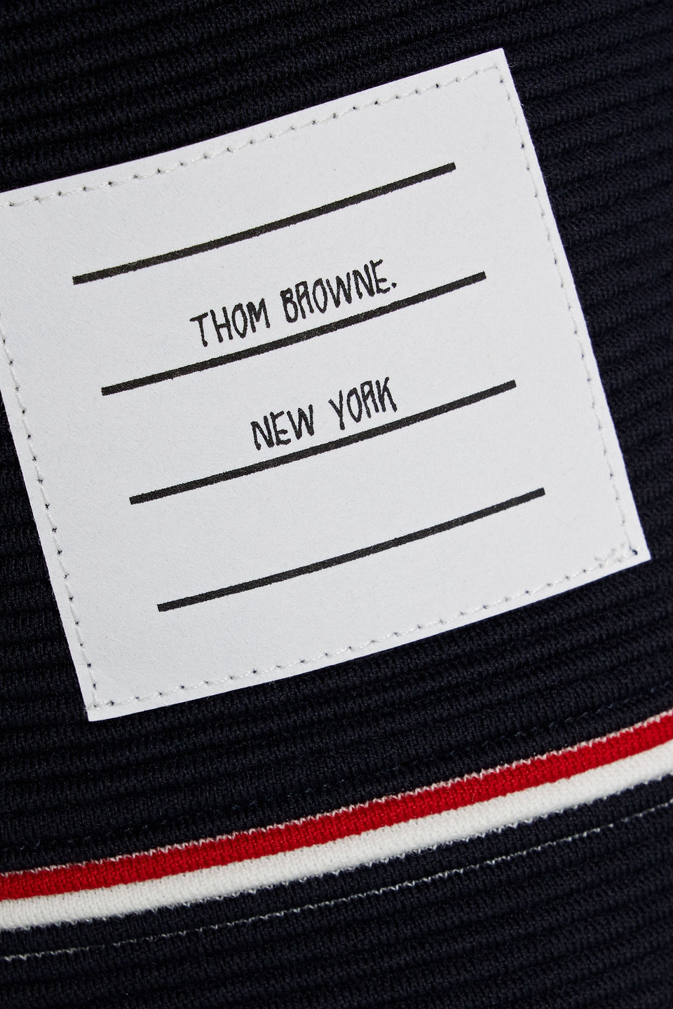 Thom Browne Striped Ribbed Cotton Shorts In Navy