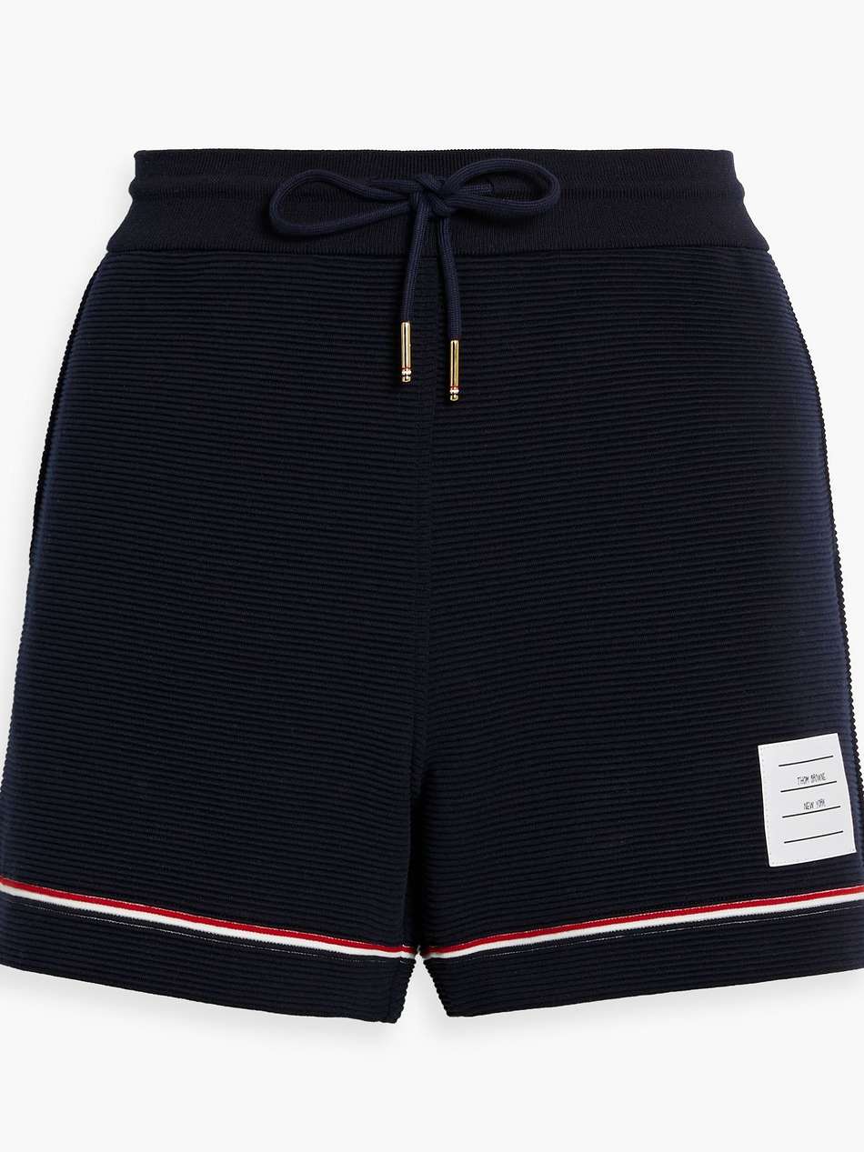 striped ribbed cotton shorts